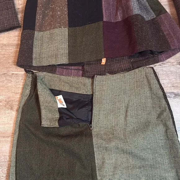 Vintage 1ofakind Designer California 2 piece multipattern tweed skirt & jacket - Picture 8 of 8